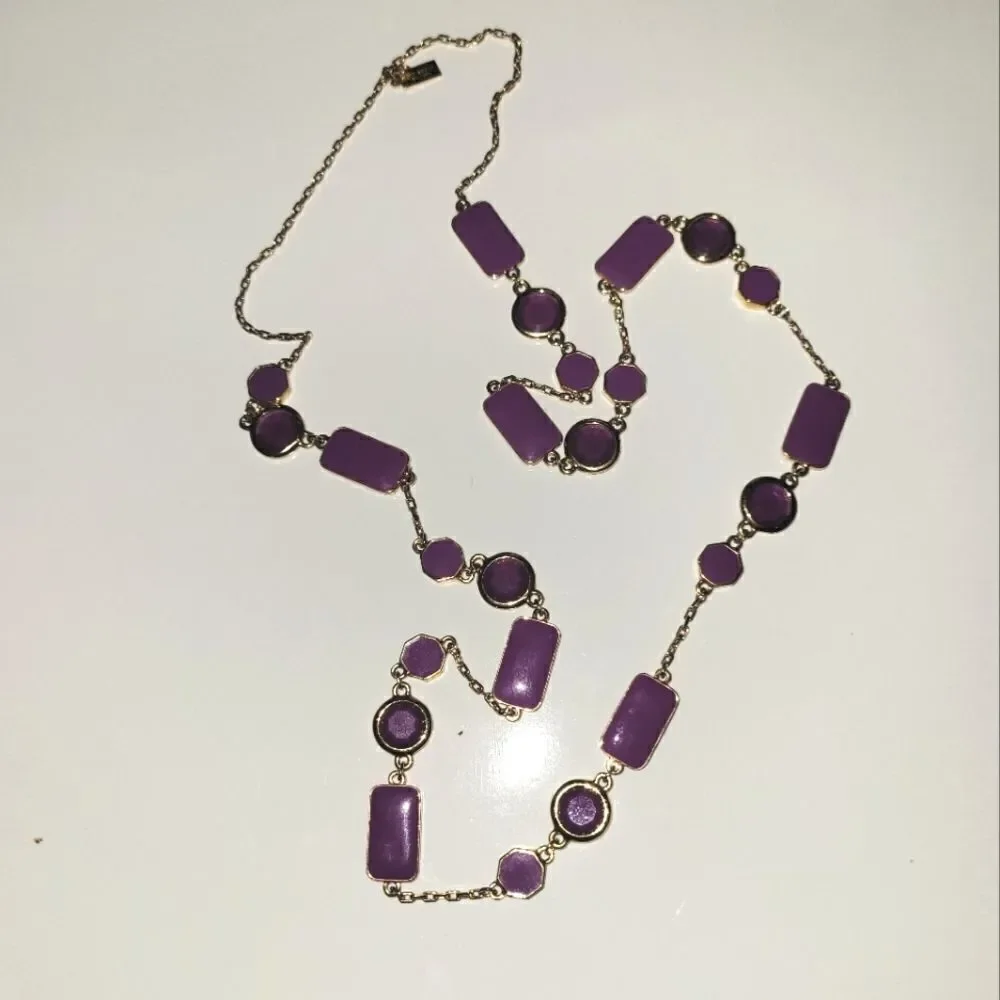 Kate Spade Long Station Scatter Necklace In Purple Enamel Glass
